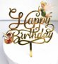 Фея Зън Зън камбанка Tinkerbell Happy Birthday Златист твърд Акрил топер за торта украса