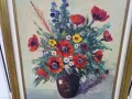 Стара Холанска Картина Масло Въху Ленена Канаваца "ПОЛСКИ ЦВЕТЯ"  Внос от Холандия, снимка 2