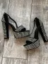 Елегантни официални парти  сандали висок дебел ток на платформа блестящи  камъни диаманти цирконий , снимка 1