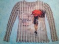 Интересна блуза  с надпис: „Smyling every day of the week”, снимка 1 - Блузи с дълъг ръкав и пуловери - 27454197