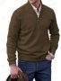 Ежедневен мъжки моден трикотажен пуловер с цип и ревер, 7цвята - 023 , снимка 8