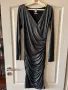 Нова midi парти официална коктейлна бляскава сиво металик черна еластична рокля Replay набрана , снимка 8
