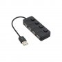 Нов USB 2.0 хъб с 4 порта с копчета за включване, черен, снимка 2