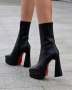 Боти на ток - черна кожа - YSV4

, снимка 1