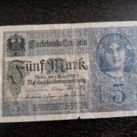 Банкнота - Германия - 5 марки | 1917г., снимка 1 - Нумизматика и бонистика - 26937624