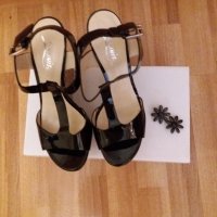 Дамски сандали от естествен лак+подарък стилни обеци, снимка 1 - Сандали - 32321922