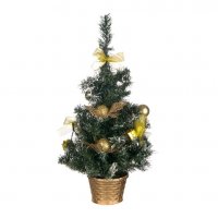Коледна декоративна елха - саксия, Златни топки,20 Led светлини, Automat, снимка 1 - Декорация за дома - 34771292