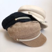 Дамски каскет с перли, шапка, снимка 2 - Шапки - 38114884