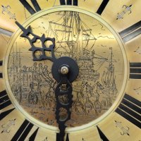Стар стенен часовник с махало, 4/4 Westminster Frisian Warmink Wuba с фаза на луната, снимка 9 - Антикварни и старинни предмети - 43750472