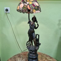 Прекрасна голяма антикварна френска фигурална лампа , снимка 3 - Антикварни и старинни предмети - 43685482
