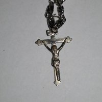 Продавам, Старинен сребърен кръст  с Исус - разпятие Христово с 2 сребърни синджира, снимка 5 - Колиета, медальони, синджири - 33013340