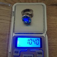 Сребърен пръстен със син камък, снимка 10 - Пръстени - 44014070