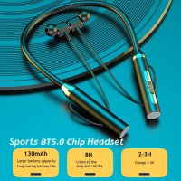 Безжични слушалки Bluetooth 5.0 слушалки с лента за врат Магнитни спортни ., снимка 2 - Bluetooth слушалки - 37465395