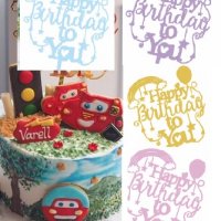 Happy Birthday To You дъга балон пластмасов топер табела за торта рожден ден , снимка 1 - Други - 32403721