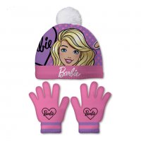Детска Шапка+ръкавици Барби BARBIE., снимка 1 - Шапки, шалове и ръкавици - 26727736