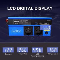 LncBoc Инвертор за захранване за кола 1000 W DC 12 V към AC 220 V 240 V , снимка 5 - Аксесоари и консумативи - 43054653