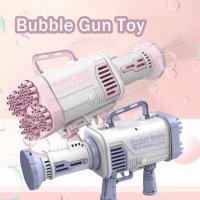 Пистолет за сапунени балони, 64 дупки, Базука, USB, автомат за балони, розов или лилав, снимка 4 - Игри и пъзели - 36851890