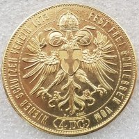 Монета Австрия 4 Дуката 1873 г. Франц Йосиф I - Реплика, снимка 2 - Нумизматика и бонистика - 43945266