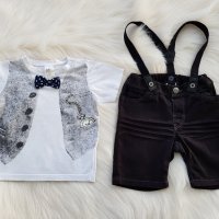 Панталон с тиранти и блуза с папионка H&M 6-9 месеца, снимка 7 - Комплекти за бебе - 28230175
