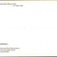Пощенска картичка Цветя Орхидеи Пеперуди 1994 от Гърнси, снимка 2 - Филателия - 32589585