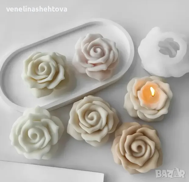 3D Разлистена роза Силиконов молд форма за свещи гипс сапун фондан за декорация на торта , снимка 1