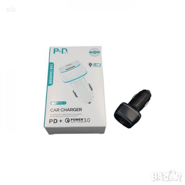 Адаптер за запалка, 2USB порта, Type C, Quick Charge 3.0, снимка 1