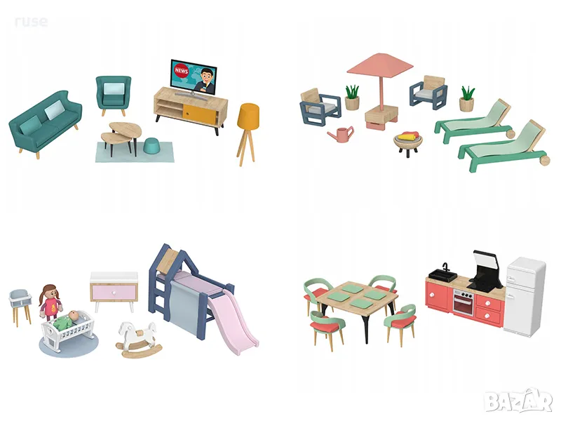 НОВИ! Мебели за Къща за кукли - дневна, кухня, градина, детска стая, снимка 1