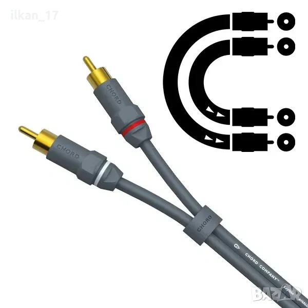 Чинчове Висококачествени Аудио кабел The Chord Company - 2 RCA към 2 RCA кабел -1 м Внос от Германия, снимка 1