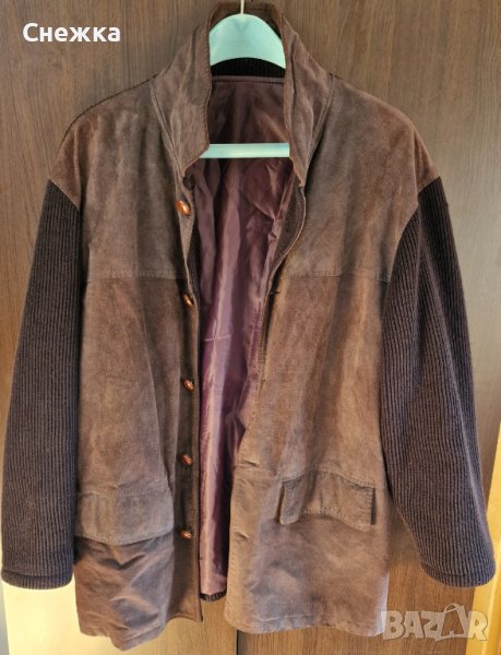 Мъжко яке с кожа и плат, снимка 1