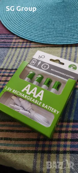 Акумулаторни li-On презареждащи се ААА Usb C батерии + Кабел. , снимка 1
