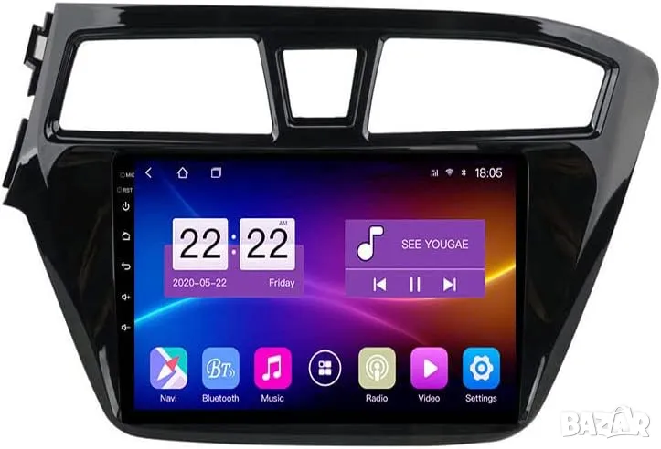 Мултимедия, за Hyundai I20 2016, Двоен дин, Навигация, дисплей, плеър, екран, Android, Андроид, i20 , снимка 1