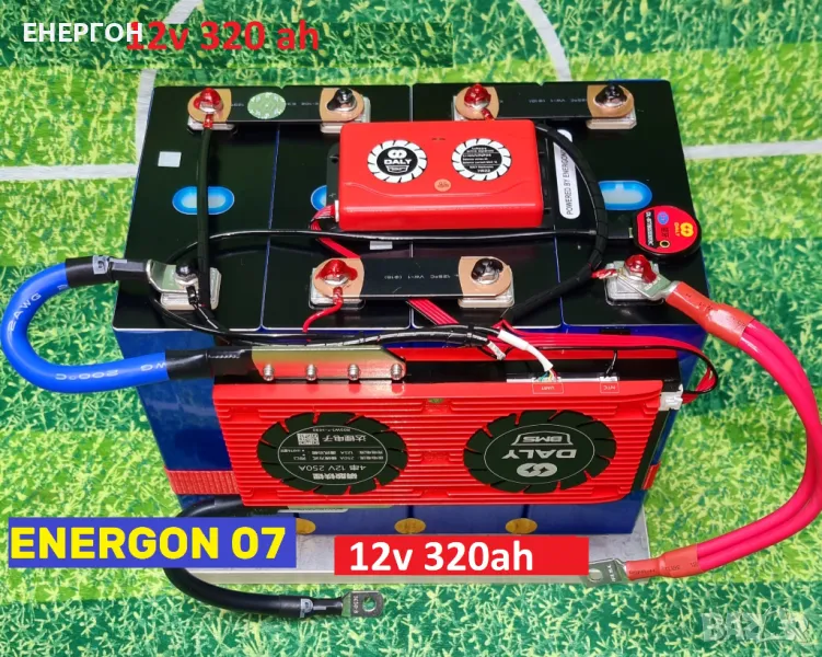 Промо! ГОТОВ 12v 320ач lifepo4 Акумулатор + 250A BMS + Bluetoth + WiFi тягов, снимка 1