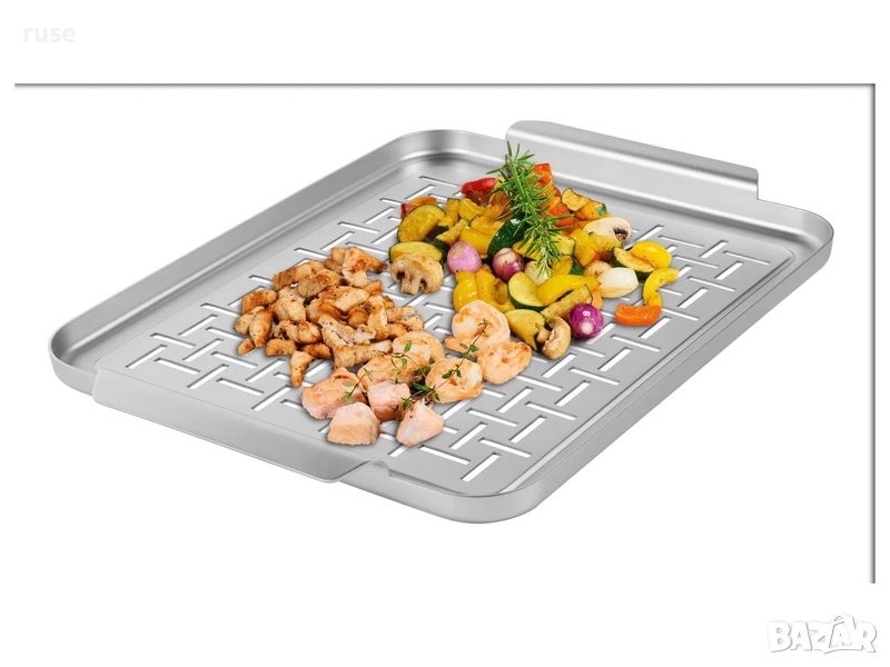 НОВИ! Перфорирана грил тава голяма 40х29x2,8см барбекю плоча, снимка 1