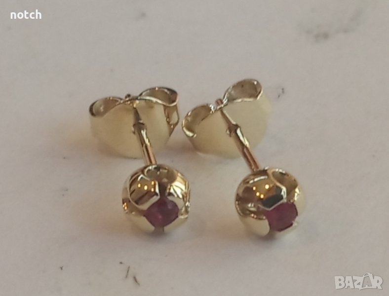 златни обеци с рубини, снимка 1