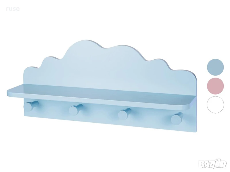 НОВИ! Детска закачалка с рафт 2в1 бял син розов, снимка 1