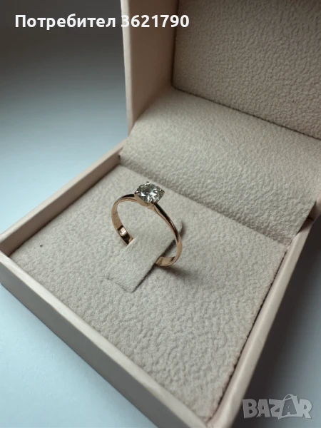 Здатен пръстен 14К с диамант 0,51 ct  сертификат, снимка 1