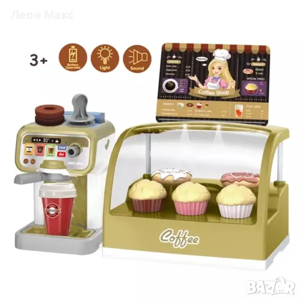 Комплект за бързо хранене десерти с каса, еспресо машина, аксесоари, снимка 1