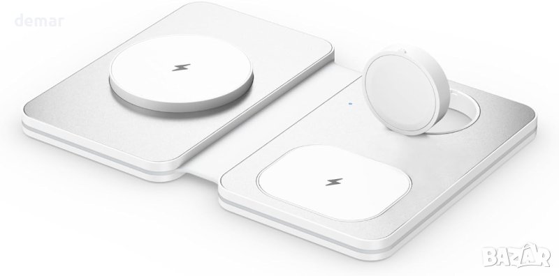 Сгъваема безжична зарядна станция, 3 в 1 съвместима с iPhone, iWatch и AirPods, снимка 1