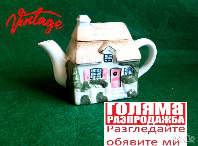 малък порцеланов чайник-къщичка, снимка 1