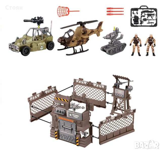 Военен лагерен комплект с превозни средства и войници - 17 бр, снимка 1