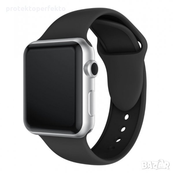 Силиконова каишка за Apple Watch - 38, 40, 42, 44, 41, 45 - черен цвят, снимка 1