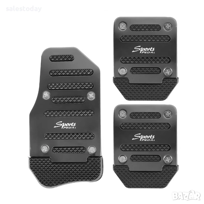 Подложки за педали, Универсални алуминиеви, Спортни подложки, 3бр, Черни, снимка 1