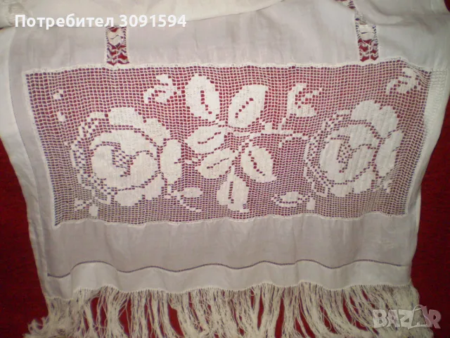 Ретро завеса плат  плетена дантела филе на рози, снимка 1