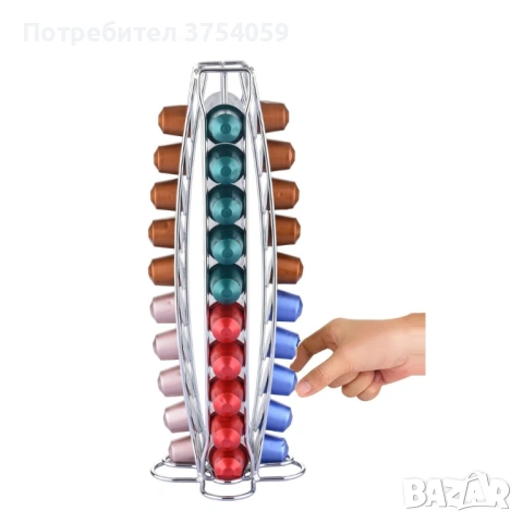 Въртящ се диспенсър за кафе Cheffinger, за капсули Nespresso – капацитет 40 капсули, компактен , снимка 4 - Кафемашини - 53174253