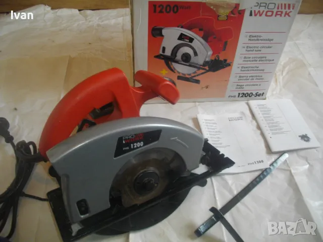 НОВ Немски Електрически ръчен ЦИРКУЛЯР 1200 вата Пълен комплект Реже 55 мм ф160мм ProWork PHS1200, снимка 2 - Други инструменти - 47275495