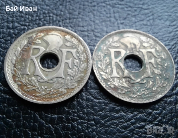 Стара монета 25 сантима 1930 г. и 1933 г. Франция - топ !, снимка 13 - Нумизматика и бонистика - 42219848