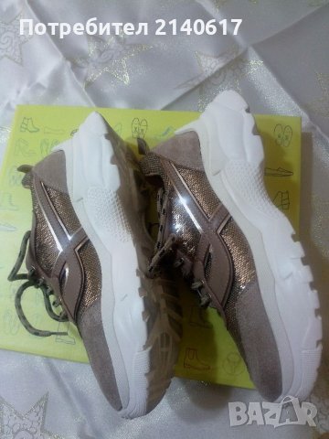 Дамски сникърси в цвят капучино и злато N:38, снимка 4 - Маратонки - 39835298