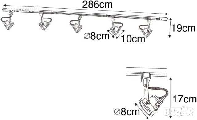 Qazqa  Suplux - Модерна алуминиева 1-фазна шинна осветителна система с 5 лампови точки, черна, снимка 5 - Лампи за таван - 52030422