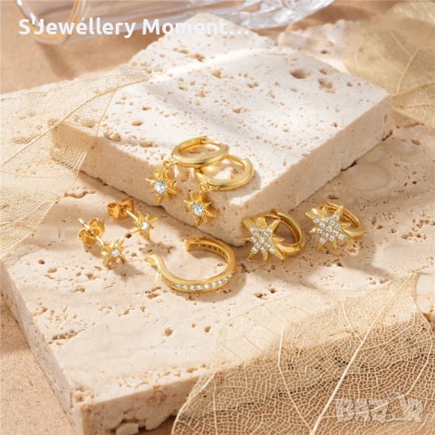 Сребърни обеци 925 халки с цирконой, снимка 5 - Гривни - 39439683