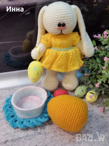 Великденски подаръци. Плетена играчка Заек-БЕБИ + яйце на стойка., снимка 5 - Романтични подаръци - 32382650